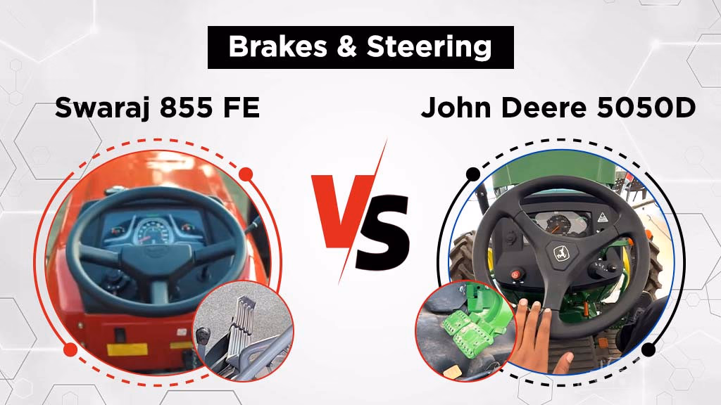 Swaraj 855 FE vs John Deere 5050D -Brakes and Steering