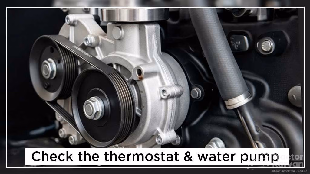 Causes and prevention of tractor engine overheating - Check the thermostat & water pump