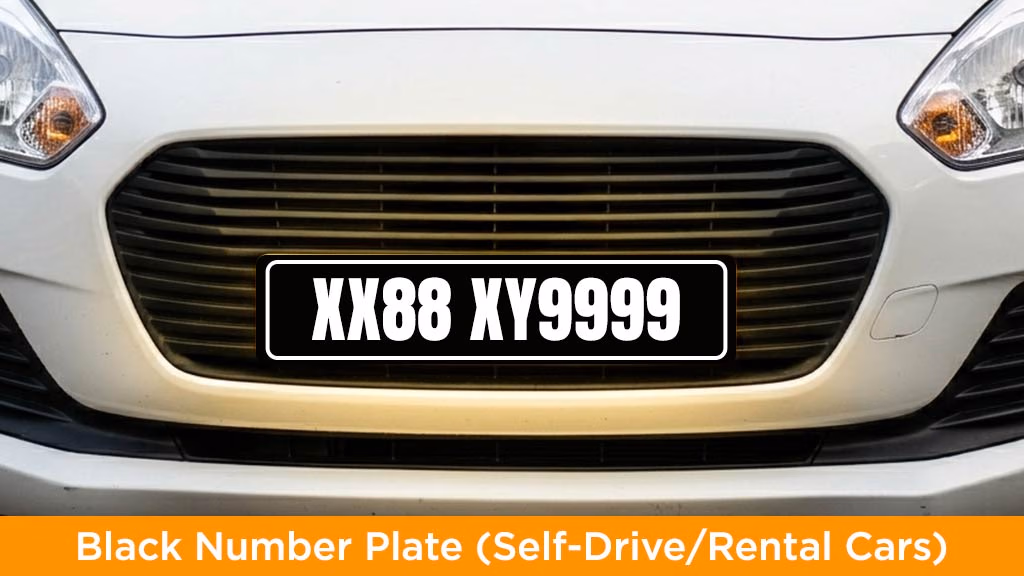 Vehicle Number Plates in India - Black Number Plate (Self-Drive/Rental Cars)