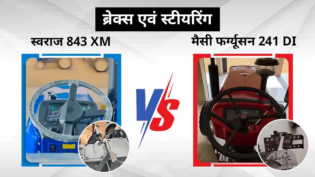 स्वराज 843 XM बनाम मैसी फर्ग्यूसन 241 DI - ब्रेक एवं स्टीयरिंग