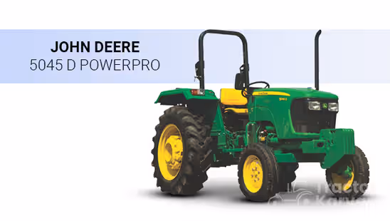 John Deere 5045 D Power Pro Tractor with White Background & Blue Strip