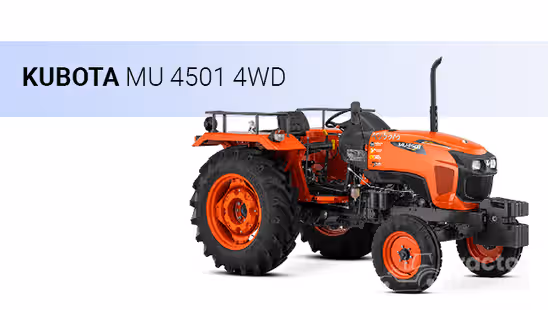 Kubota MU 4501 4WD Tractor with White Background & Blue Strip