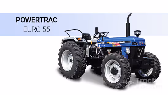 Powertrac Euro 55 Tractor with White Background & Blue Strip