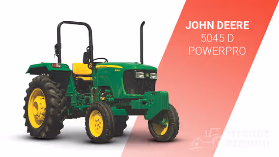 John Deere 5045 D Power Pro Tractor with White Background & Red Strip