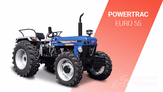 Powertrac Euro 55 Tractor with White Background & Red Strip