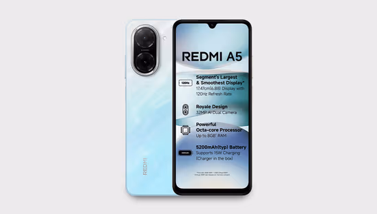 Redmi A5 (3 GB RAM, 64 GB, Pondicherry Blue)