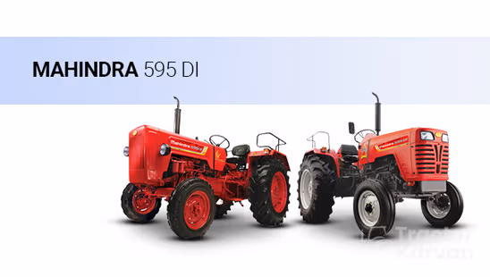 Mahindra 595 DI Tractor with White Background & Blue Strip