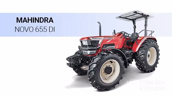 Mahindra Novo 655 DI Tractor with White Background & Blue Strip
